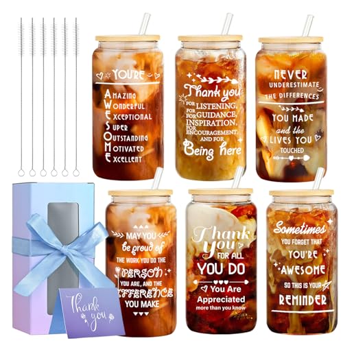 6 Pack Employee Appreciation Gifts Glass Cups (6 Count)