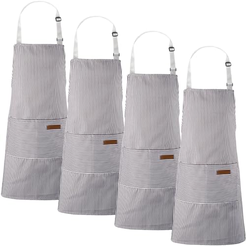 Cotton Aprons with Pockets (4 Count)