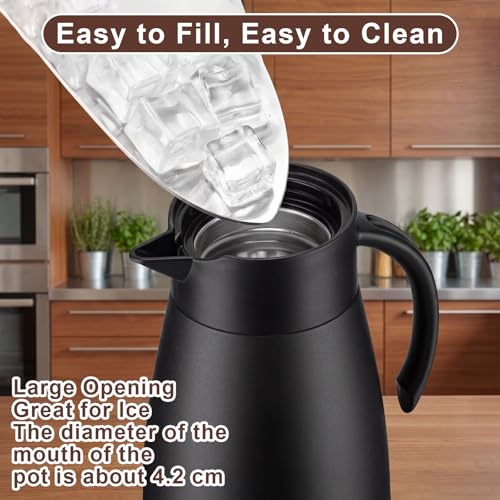 2 Pcs Thermal Coffee Carafe Insulated Stainless Steel Coffee Carafe for Hot Liquid Vacuum Thermal Pot Creamer Pitcher Dispenser with Brushes Keeping Hot Water Milk (2 Count)