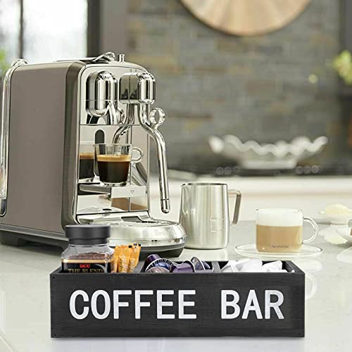 Coffee Bar Wooden Storage Box with Removable Grids