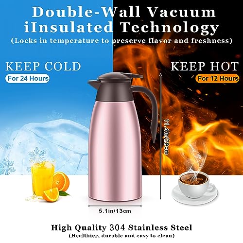 2 Pcs Thermal Coffee Carafe Insulated Stainless Steel Coffee Carafe for Hot Liquid Vacuum Thermal Pot Creamer Pitcher Dispenser with Brushes Keeping Hot Water Milk (2 Count)