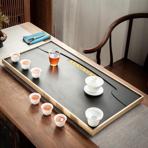 Tea Set Natural Ebonite Tea Tray Home Simple Copper Stone Tea Table Size Black Gold Stone Tea Sea Tea Set Tray Chinese Tea Set