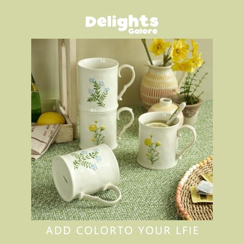 2 Pack Floral Ceramic Coffee Mugs