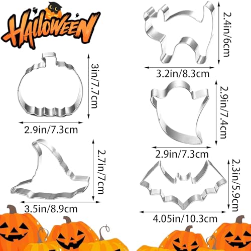 5 PIECE Halloween Cookie Cutters Set Stainless Steel cookie cutter molds Pumpkin (5 Count)