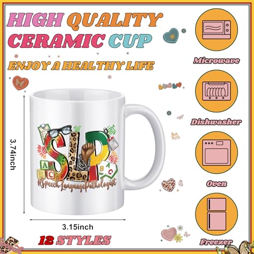 12 Pcs Speech Language Pathologist Appreciation Gift Slp Mug Bulk for Speech Teacher 11oz Coffee Cup Back to School Gifts for Women Men Slp Assistant Therapist Birthday Gifts (12 Count)