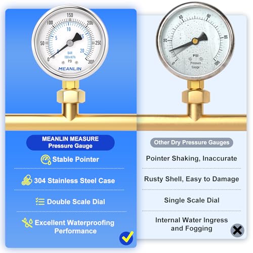 0~300Psi Dry Pressure Gauge Stainless Steel 1