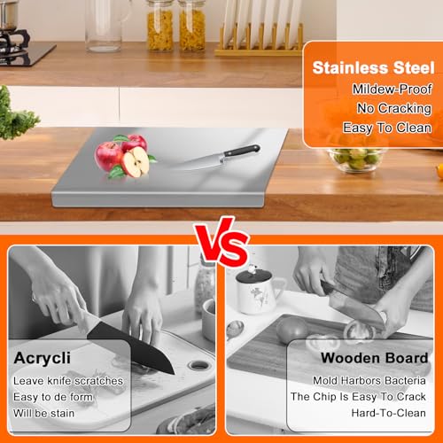 Stainless Steel Countertop Cutting Board for Kitchen (2 Count)