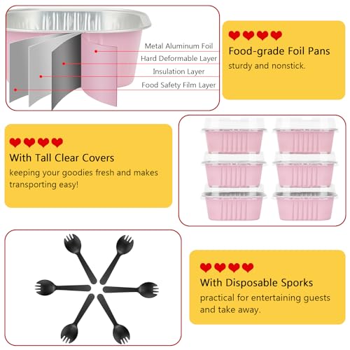 120 Pack 10oz Mini Cake Pans with Lids and Spoons for Bake Sales (120 Count)