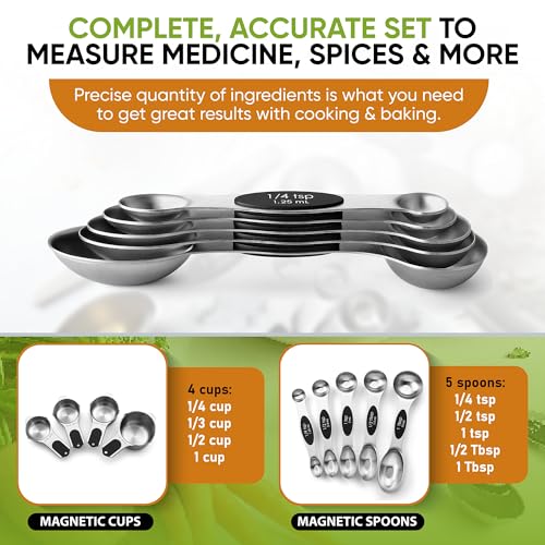 Magnetic Measuring Cups & Spoons Set of 9 with Leveler (9 Count)