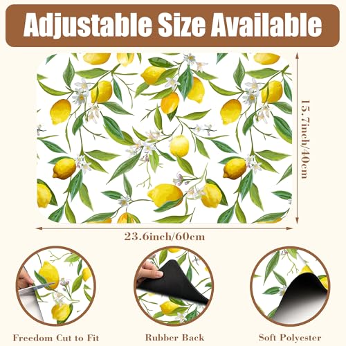 Lemon Fruits Coffee Mat Absorbent Dish Drying Mat for Kitchen Counter Hide Stain Rubber Backed Coffee Bar Accessories Fit Under Espresso Machine