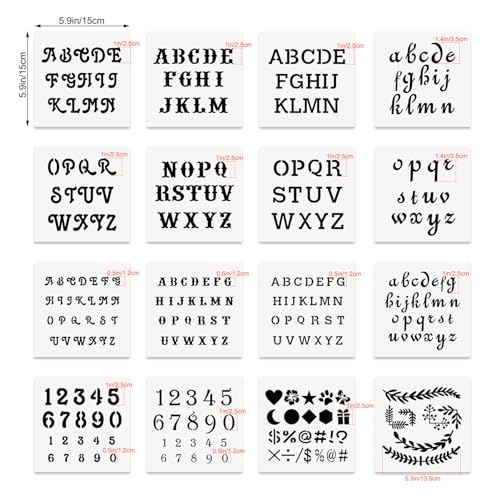6x6in Alphabet Letter & Number Cookie Stencils for Royal Icing & Sugar Cookie Decoration (16 Count)