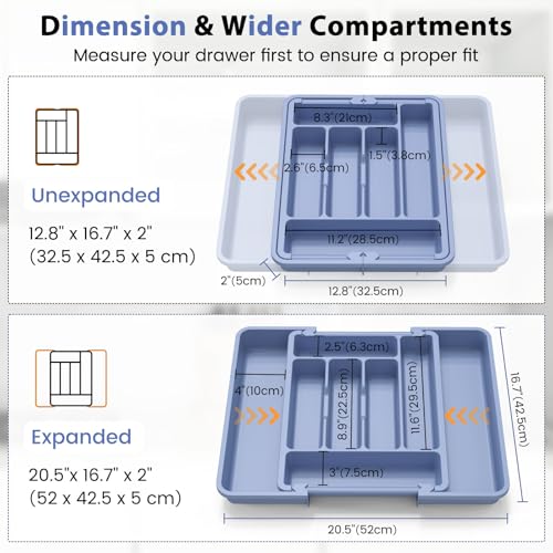 Large Silverware Organizer Tray for Kitchen Drawer Utensils Thicker