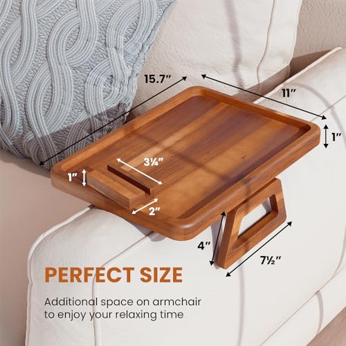 15.7" x 11" Large Couch Arm Table with 360 Rotating Phone Holder