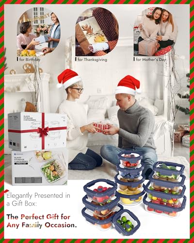 12 Pack Glass Containers with Tempered Lids (12 Count)
