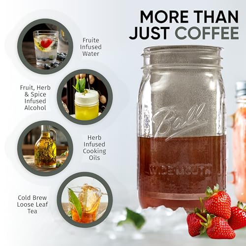 The TUBE Cold Brew Coffee Maker and Tea Infuser for Wide Mouth Mason Jars