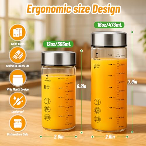 16 oz Glass Juice Bottles with Lids