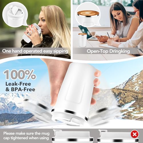 12 oz Double Wall Insulated Vacuum Travel Coffee Mug with Flip Lid Bulk 8 Pack (8 Count)