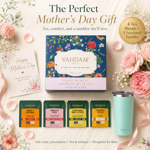 Assorted Tea Gift Set for Mom with Cruise Tumbler (60 Count)