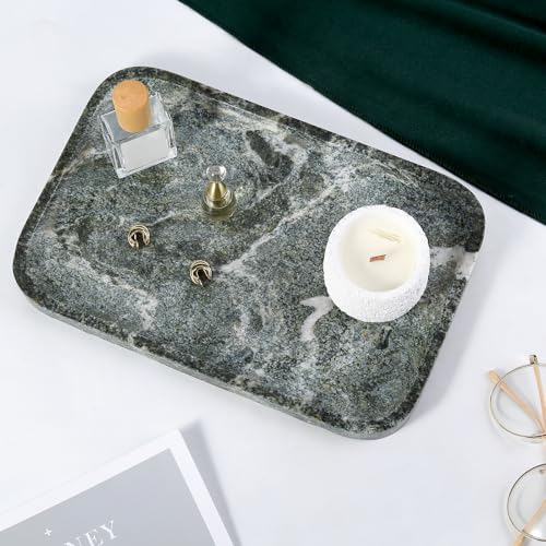 Marble Tray 12"x8" Natural Marble Vanity Tray for Countertop Bathroom Kitchen Dresser
