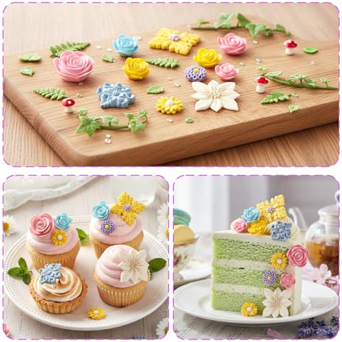 Rose Chocolate Mold Flower Molds Silicone for Cupcake Topper Candy Cookie Clay Crafting Projects Set of 2