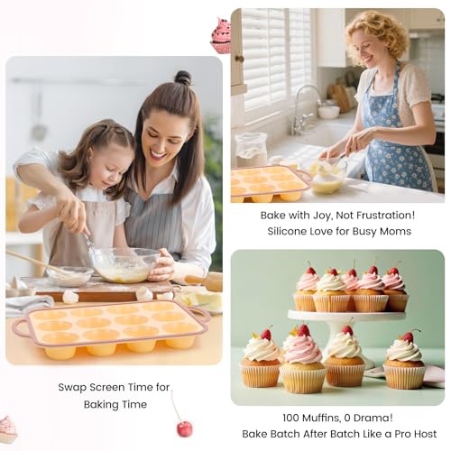 Silicone Muffin Pans for Baking 2 Pack