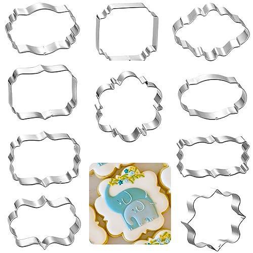 Frame Cookie Cutters 10pcs Stainless Steel Plaque Cookie Cutter Difference Shapes (10 Count)