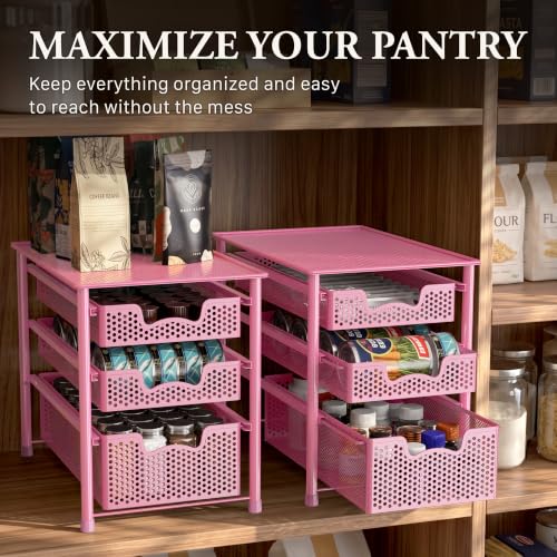 Stackable 3 Tier Sliding Basket Organizer Drawer