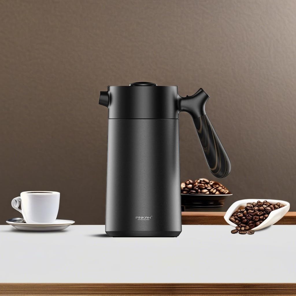 Stainless Steel French Press Coffee Maker, Double Walled Insulated Coffee & Tea Maker with Filter (Matte Black, 32 Ounce) - Blissbrew