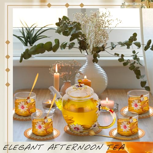 7 Pcs Floral Tea Set for Women (7 Count)