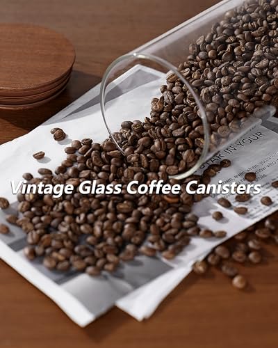 2PCS of 50floz Round Coffee Canister with Wooden Lids