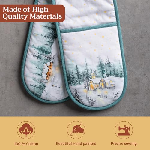 Double Oven Mitts 100% Cotton Double Oven Glove