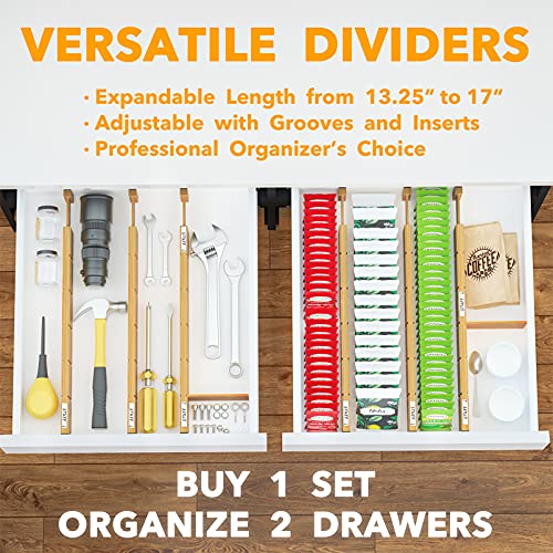Bamboo Drawer Dividers with Inserts and Labels
