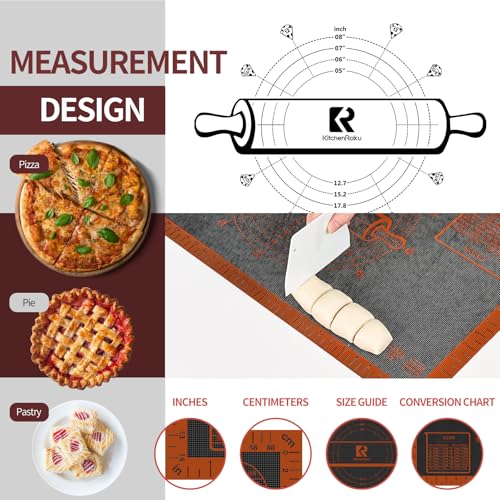 Silicone Pastry Mat Extra Large with Measurements 26''x16'' for Reusable