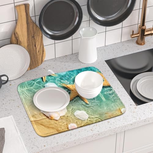 Summer Beach Style Dish Drying Mat for Kitchen Counter