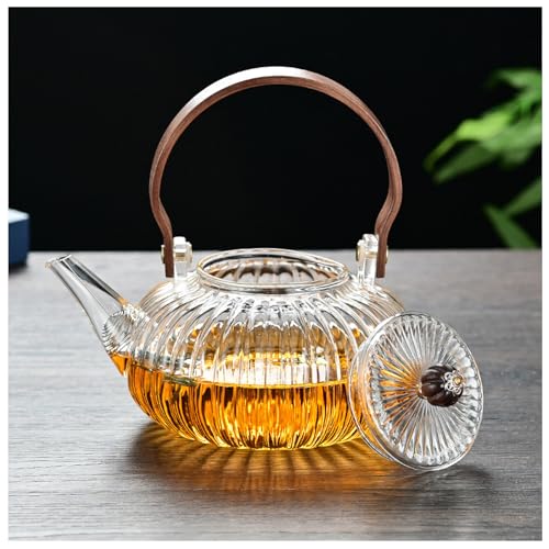Glass Teapot with Infuser Clear Glass Tea Kettle 30 oz Tea Pot for Stove Top