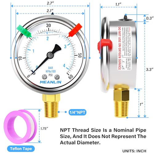 0~60Psi Liquid Filled Pressure Gauge 1