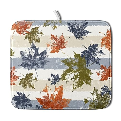 Autumn Colorful Maple Leaves Dish Drying Mat for Kitchen Counter