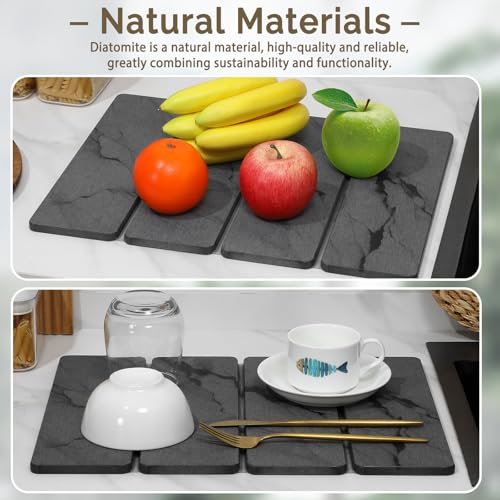 Small Stone Dish Drying Mat for Kitchen Counter (2 Count)