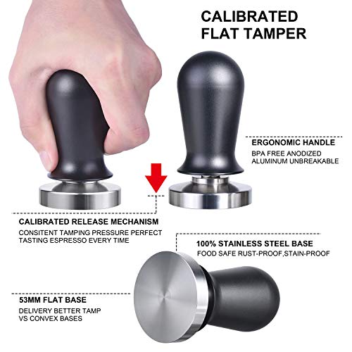53mm Spring Loaded Calibrated Espresso Tamper Fits 54mm Portafilters