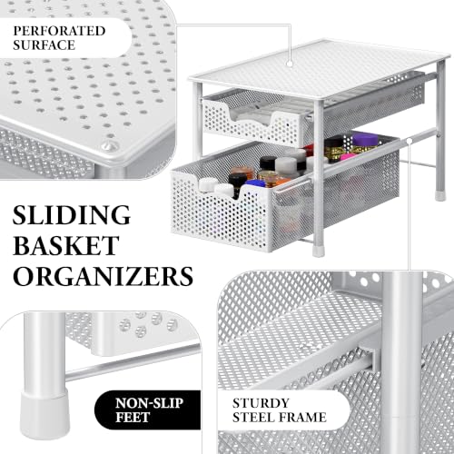 Stackable 2 Tier Sliding Basket Organizer Drawer