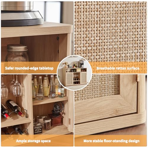 Rattan Wine Bar Cabinet with 2 Doors