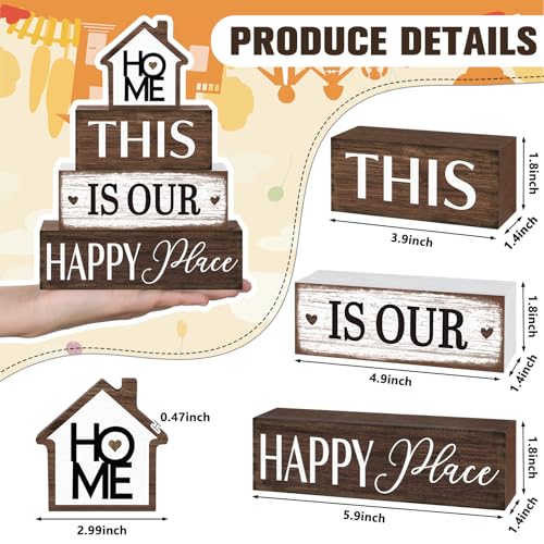 4 Pcs Farmhouse Table Decoration Rustic Sign Block (4 Count)