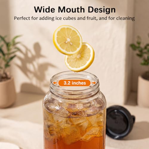 64oz(2 quart) Mason Jar Pitcher, Glass Pitcher with Lid for Cold Brew
