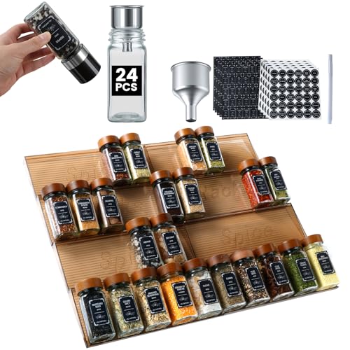 2 Pack Spice Rack with 24 Spice Jars (30 Count)