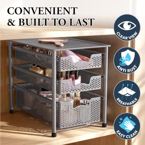 Stackable 3 Tier Sliding Basket Organizer Drawer (3 Count)