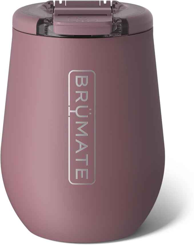 BrüMate Uncork'd 14oz 100% Leakproof Insulated Wine Tumbler | Locking Lid | Insulated Stainless Steel Wine Glass | Perfect For Travel & Outdoors | BPA-Free (Rose Taupe)