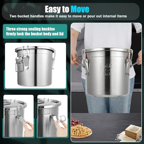405 OZ Stainless Steel Canister Rice Cereal Grain Storage Containers with Lid Airtight Coffee Bean Storage Milk Flour Sugar Food Storage for Home Bar Restaurant