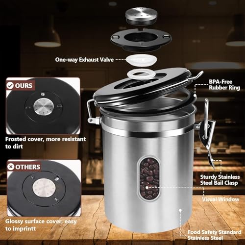 2800ML Airtight Coffee Canister with Date Tracker&Transparent Window