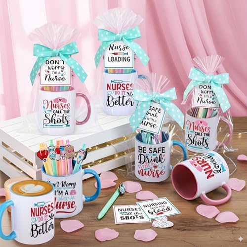 6 Set Employee Appreciation Gifts Include Thank You Staff Mug Gift Set 12 oz Appreciation Mugs Inspirational Pens Tags for Employee Staff Team Group (6 Count)