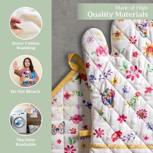 100% Cotton Oven Mitt & Pot Holder Set